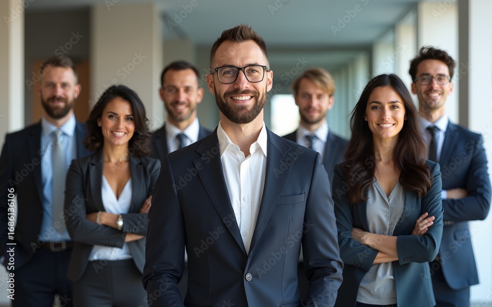 panoramic photo of a group of confident business people. High quality panoramic photo of a group of confident business people. High quality