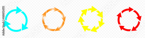 Circle arrows icon set. Round reload sign, repeat icon, rotate arrow symbol, Vector illustration