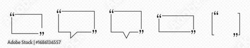 Quote box frame set. Blank quotation bubble collection. Transparent PNG and vector illustration.