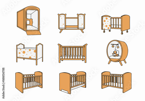 Wooden treasure chests collection with transparent background