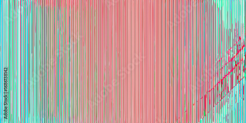 Abstract vertical lines with a gradient of blue to red and glitch effects on the right side