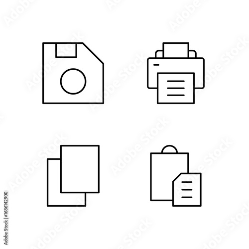 Save Print Copy and Paste Icon Set for Modern Web System