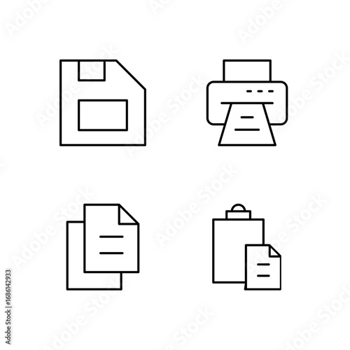 Save Print Copy and Paste Icon Set for Modern Web System
