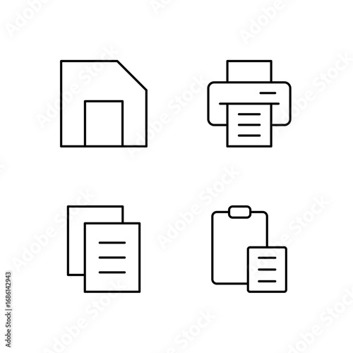 Save Print Copy and Paste Icon Set for Modern Web System