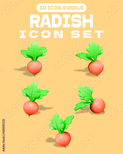 3D Bundle Radish Vegetable Icon