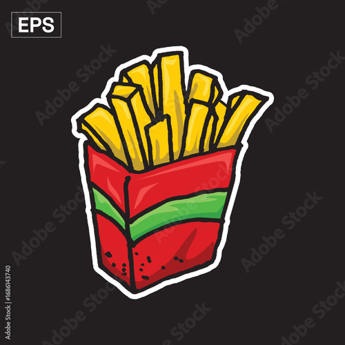 Cartoon French Fries in a Red Box