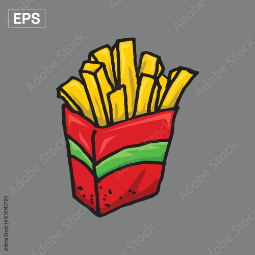 Cartoon French Fries in a Red Box
