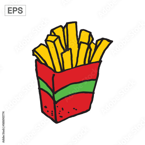 Cartoon French Fries in a Red Box