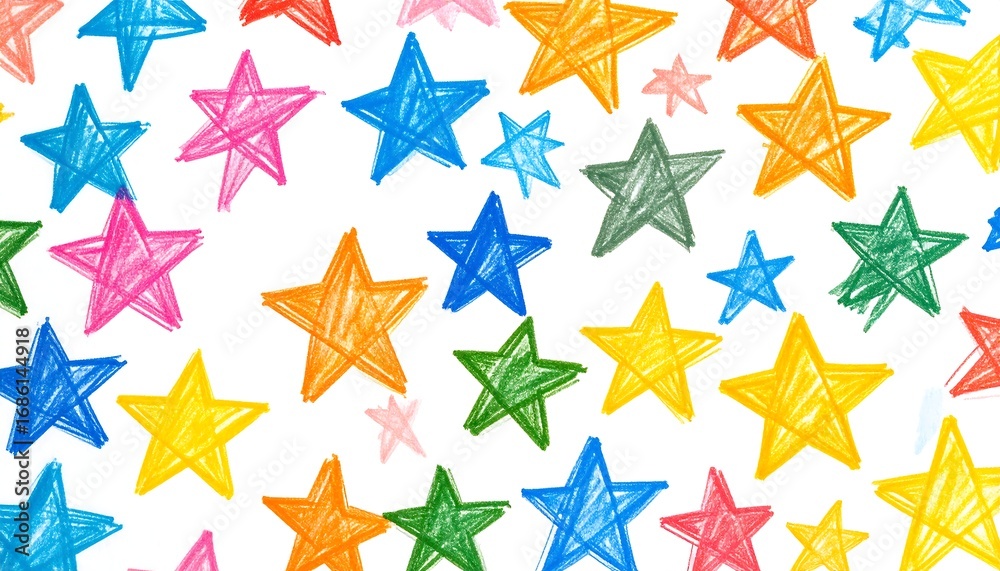 Obraz premium Colorful childlike star pattern