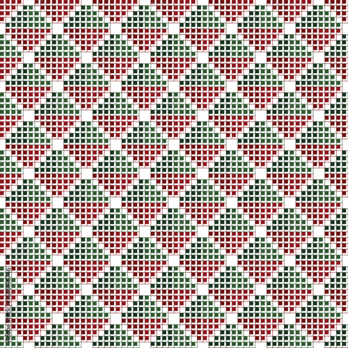 Seamless Geometric Pattern, Green Christmas Background, Vector Illustration