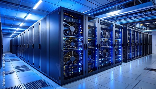 Massive server farm interior