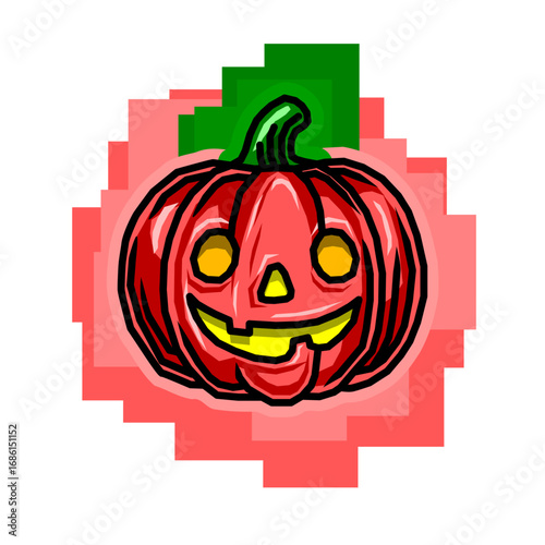 Vector illustration of a jack-o’-lantern pumpkin with scary face, ideal for holiday symbols, party themes, and creative digital projects.