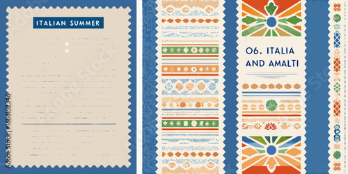 Italian summer collection featuring amalti patterns and decorative borders