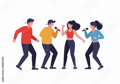 Diverse people expressing emotions with simple style