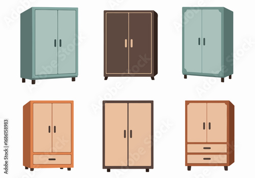 Wooden cabinets and closets in various styles