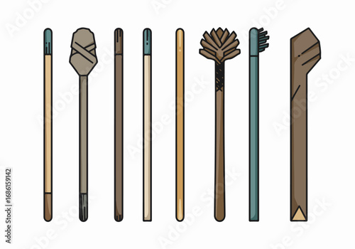 Makeup brush set with transparent background