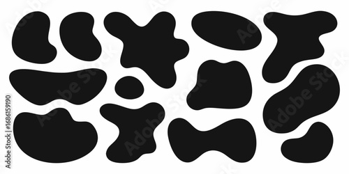 Black and white abstract organic shapes pattern background