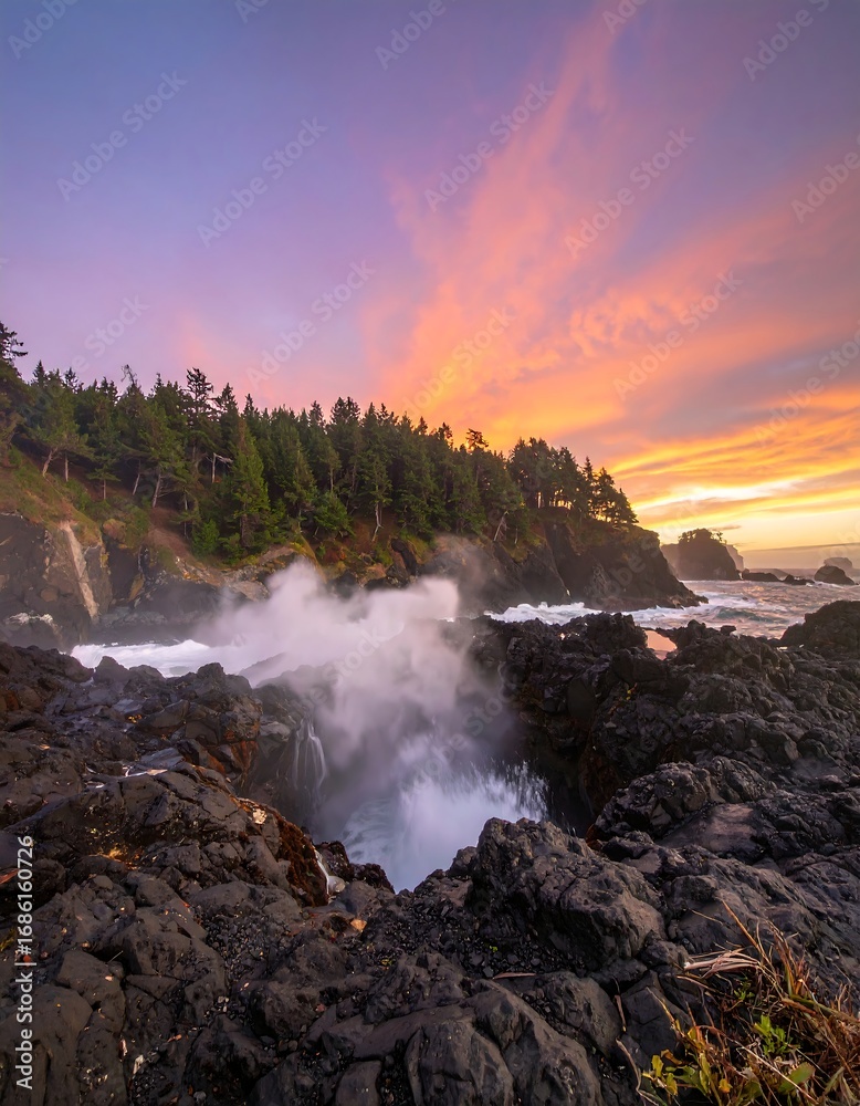 Obraz premium Dramatic coastal sunset