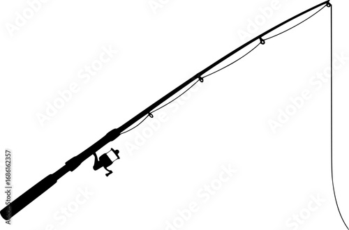 fishing rod silhouette, fishing rod icon, vector illustration

