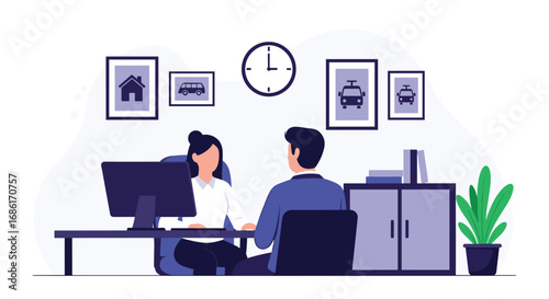 Business meeting professional discussion between colleagues working together in office environment