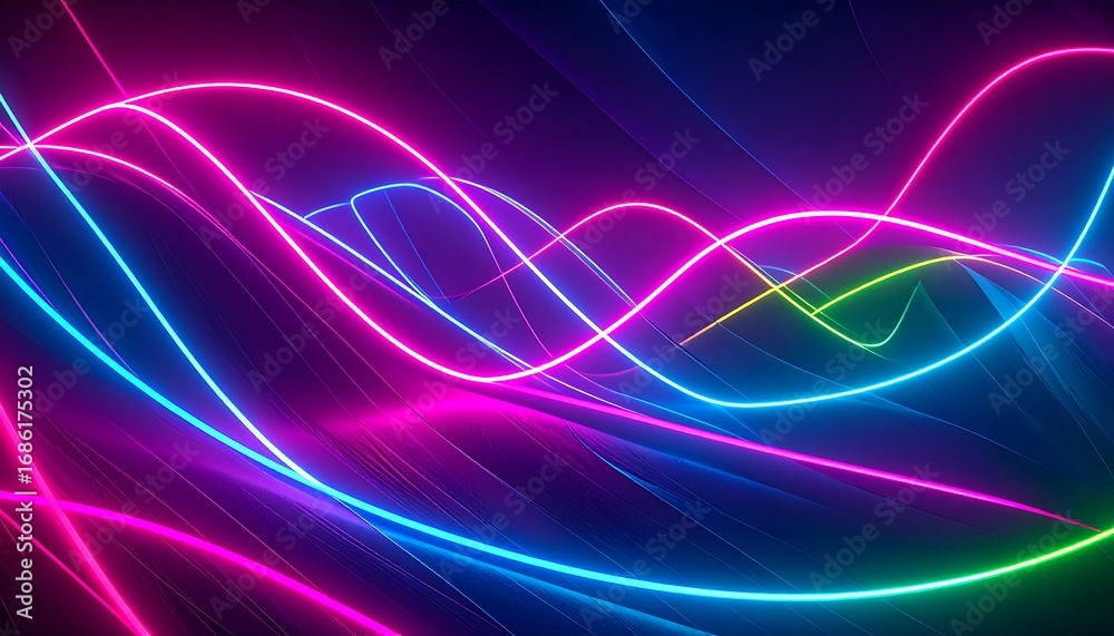 Naklejka premium Abstract neon lines in vibrant colors