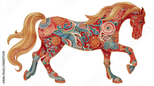 red horse on white background