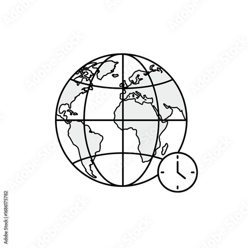 World globe with clock and simple design