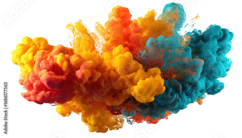 Vibrant multicolored ink explosion against black