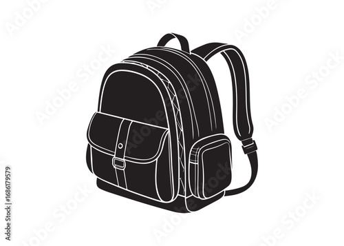 School bag silhouette vector illustration isolated on white background.