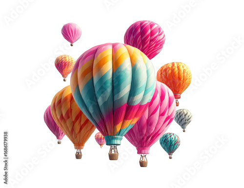 Colorful hot air balloons against a black background (16)