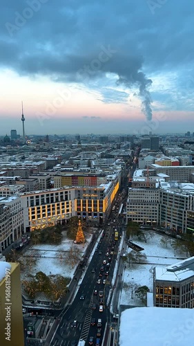 Time Lapse Video of Berlin Skyline and City Streets in Winter