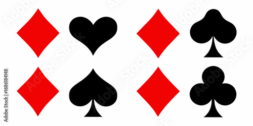 Four playing card suits symbols diamonds hearts spades clubs