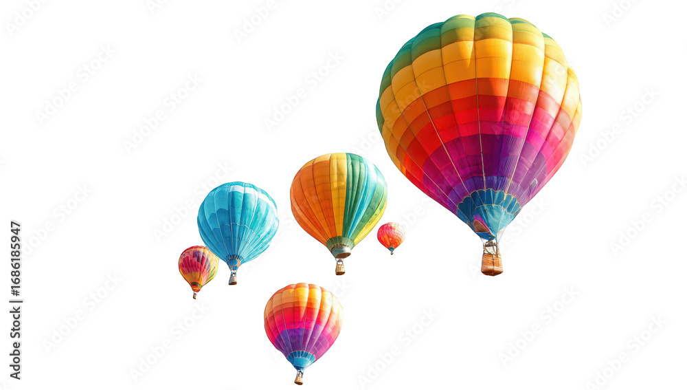 Obraz premium Colorful hot air balloons against a black background (6)