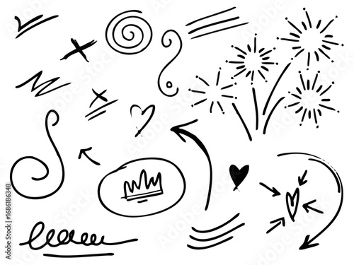 Hand drawn set abstract doodl...