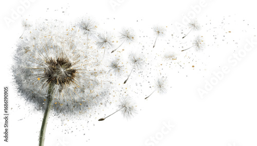 A dandelion seed head dispersing seeds (3)