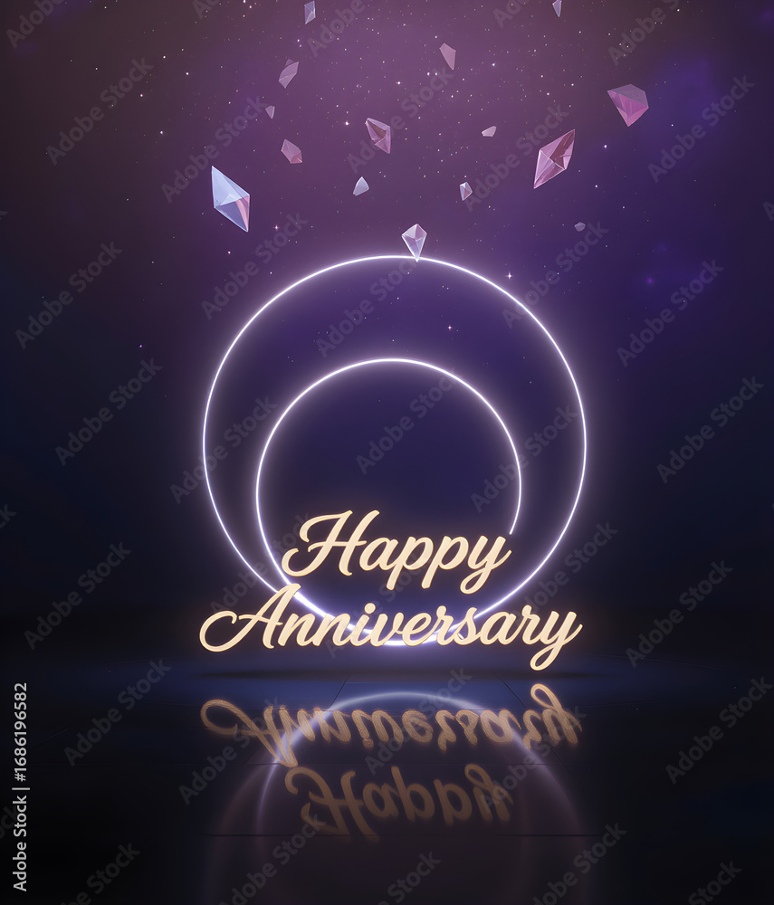 Obraz premium Happy Anniversary wishing design, with vertical view layout for mobile screen