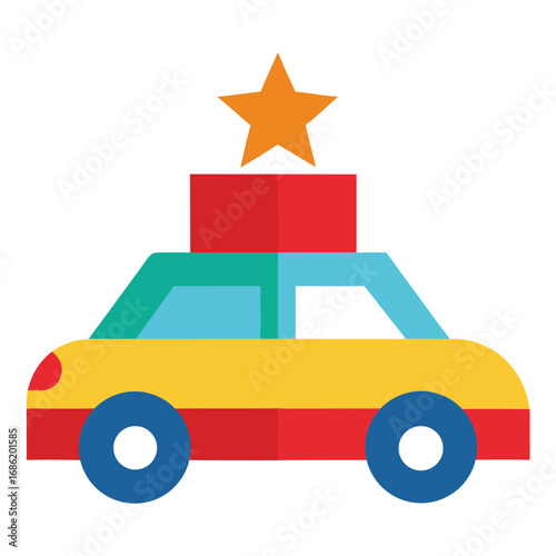 Colorful toy police car with a star on top