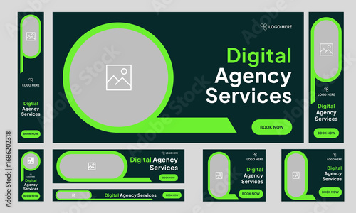 Web bundle banner design for social media post, digital marketing agency web set banner design, fully customizable vector eps 10 file format