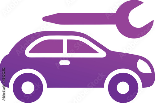 Purple car icon with a wrench