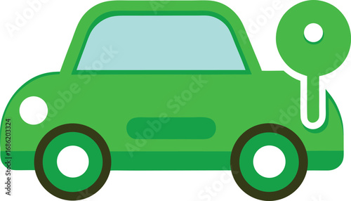 Green car with a key on the side