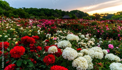 Wallpaper Mural Colorful rose garden at sunset (2) Torontodigital.ca