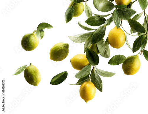 Wallpaper Mural Fresh lemons and leaves cascading Torontodigital.ca