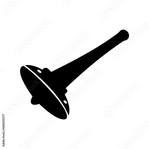 Stylized image depicting a fire hose nozzle in a solid black silhouette form