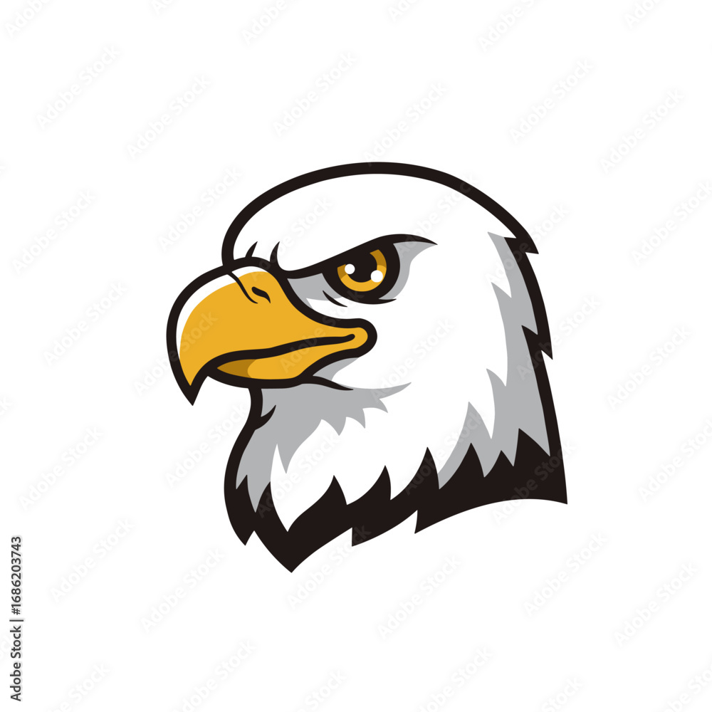 Obraz premium Cartoon eagle head with yellow beak