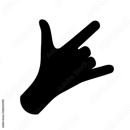 Silhouette of a hand making the rock and roll or I love you gesture