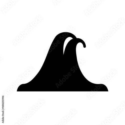 Stylized black silhouette of ocean waves on white background artwork design