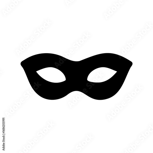 Black carnival mask on a white background for mystery and disguise