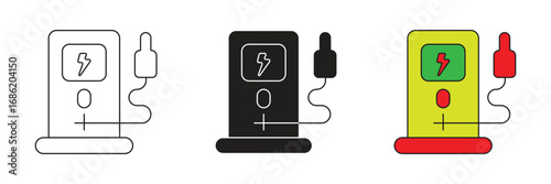 Electric vehicle charging terminal vector icon. Electric charging terminal logo icon.