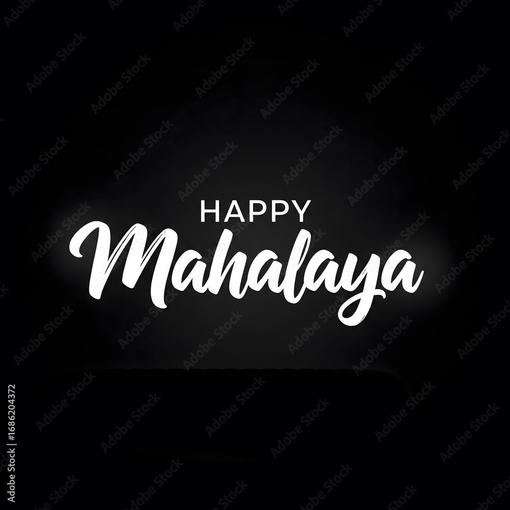 Obraz premium Happy mahalaya white text on black background festive greeting