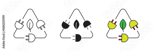 Eco-friendly green energy recycling vector icon. Green electricity recycling flat design.
